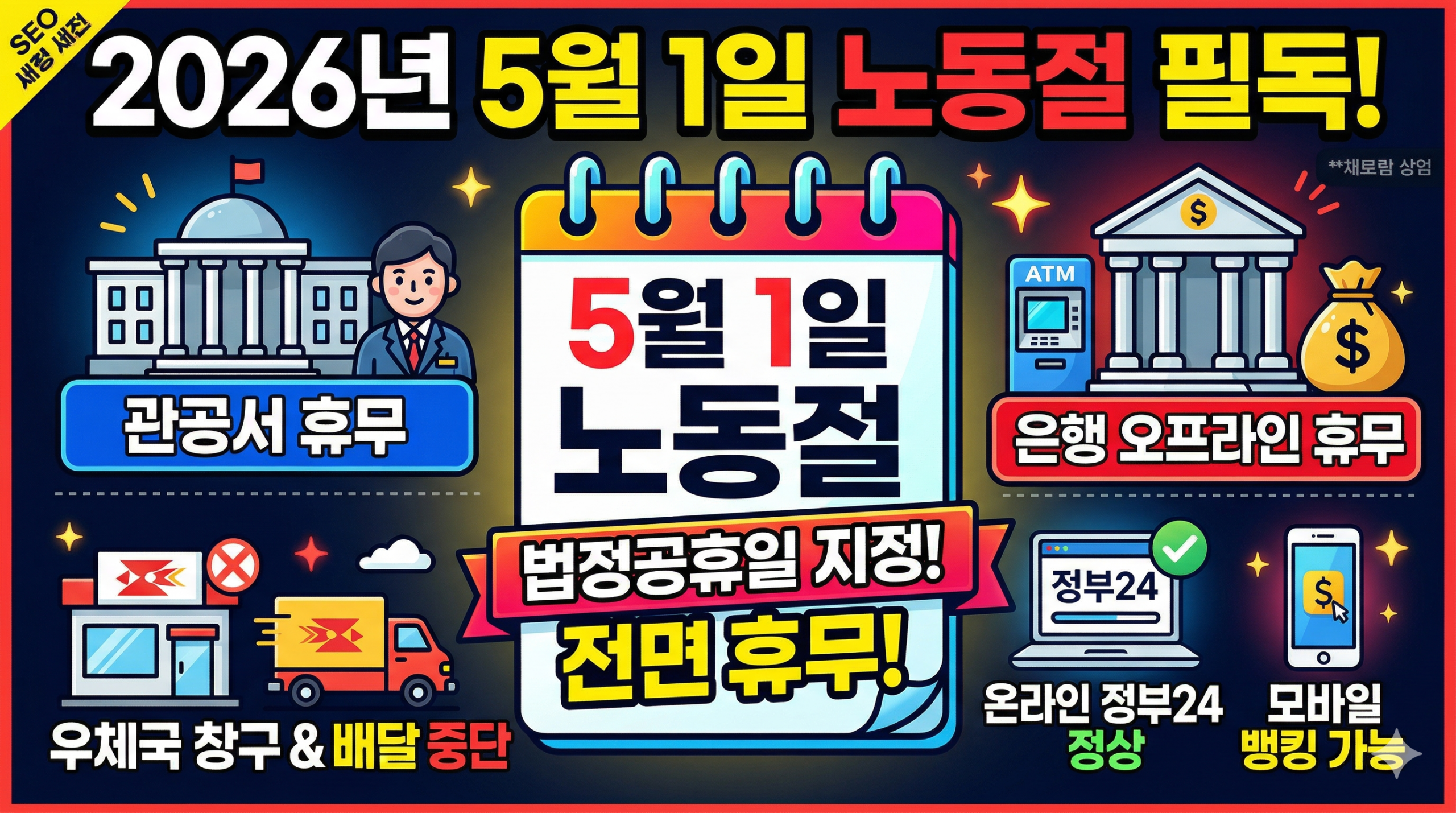 5월 1일 노동절 구청 우체국 관공서 영업안내 (feat.법정공휴일)