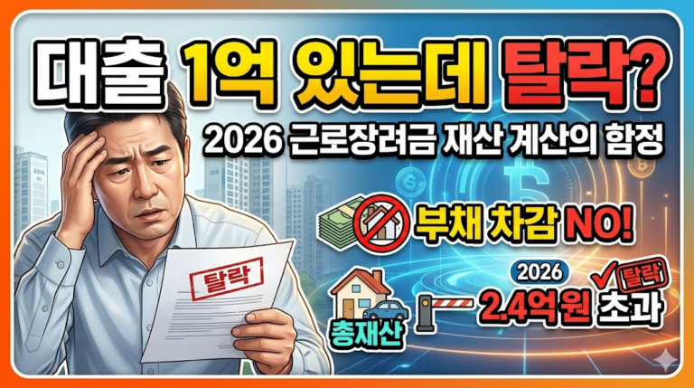 대출 1억 있는데 탈락? 2026 근로장려금 재산 계산의 함정