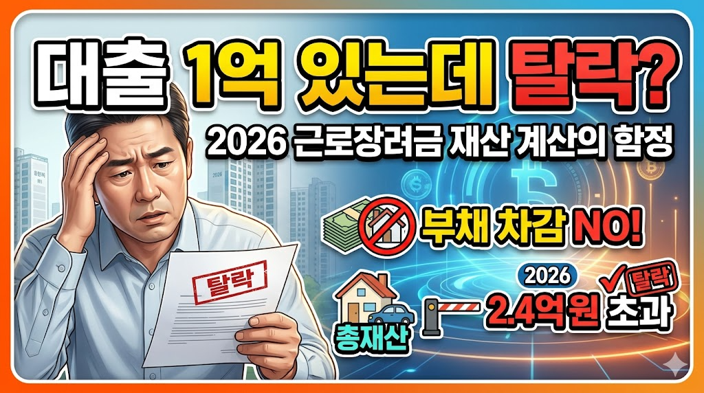 대출 1억 있는데 탈락? 2026 근로장려금 재산 계산의 함정